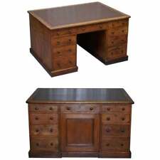 Used, ANTIQUE ENGLISH VICTORIAN DOUBLE SIDED OAK TWIN PEDESTAL 18 DRAWER KNEEHOLE DESK for sale  Shipping to South Africa