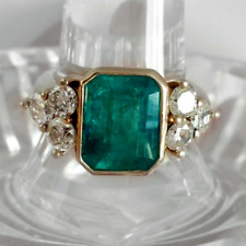 3Ct Emerald Cut Simulated Emerald/CZ Engagement Band Ring 925 Sterling Silver for sale  Shipping to South Africa