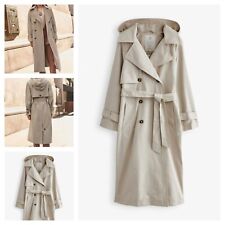 NEW NEXT RAIN RESISTANT TRENCH COAT MAC STONE BEIGE MIDI 14 18 for sale  Shipping to South Africa
