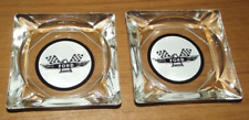 Pair of excellent 3 1/2" square glass Ford Thunderbird logo ashtrays for sale  Shipping to South Africa