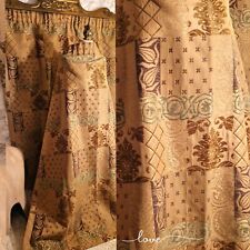 A Vintage Pair Of Regal Medieval Style Tapestry Fabric Embroidered Curtains Gold for sale  Shipping to South Africa