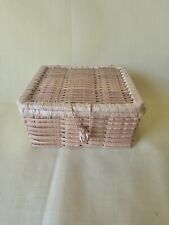 Pequena cesta decorativa de vime com tampa com trava para lembranças, usado comprar usado  Enviando para Brazil
