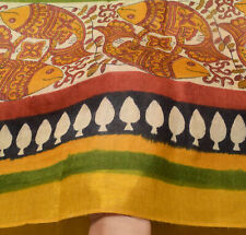 Sushila Vintage Green Kalamkari Printed Saree 100% Pure Woolen Woven Sari Fabric for sale  Shipping to South Africa