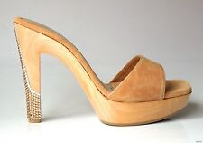 $468 Santini Mavardi Miami 'Plexi' Beige Desnudo JOYAS Tacón Zapatos 40 10 Usados ​​una vez segunda mano  Embacar hacia Mexico