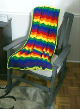 "Manta de ganchillo arco iris hecha a mano asiento de coche ondulado niña o niño 42"" X 48""" segunda mano  Embacar hacia Argentina