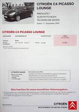 264833) Citroen C4 Picasso - Lounge - Preise & Extras - Prospekt 09/2007 comprar usado  Enviando para Brazil