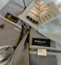 Kiton Vicuna/Silk/Cashmere Light Blue Herringbone 3 button Blazer Jacket 46 L, used for sale  Shipping to South Africa