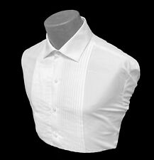 Men's White Tuxedo Shirt Pleated Front Laydown Point Collar Medium 15-15.5 34/35 for sale  Shipping to South Africa