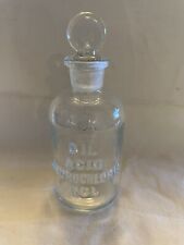 Vintage Apothecary Chemists "DIL Acid Hydrochloric HCL" Glass Bottle Embossed, used for sale  Shipping to South Africa