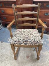 Vintage Antique Style Brown Wooden Carver Dining Chair Tapestry Fabric Seat for sale  Shipping to South Africa