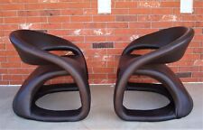 Pair of Mid Century Modern Dark-Brown Textured Faux Leather Ribbon Chairs , used for sale  Shipping to South Africa