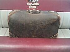 Used, Antique Leather Suitcase Train Case Military Bedding/Blankets for sale  Topeka
