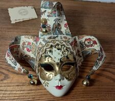Máscara de arte de pared bufón de porcelana venecia pintada a mano hecha en Italia firmada por artista  segunda mano  Embacar hacia Argentina
