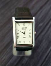 -Relógio social masculino vintage retangular lindo mostrador branco pulseira de couro comprar usado  Enviando para Brazil