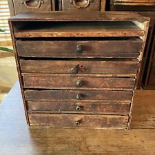 Vintage Handmade Wooden Primitive Tool Box Chest 6 Drawers Small for sale  Shipping to South Africa