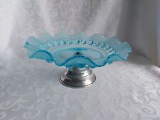 DAVIDSON ART DECO BLUE PRESSED GLASS, RUFFLED FOOTED/PEDASTAL BOWL/DISH, used for sale  Shipping to South Africa