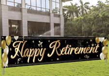 Happy Retirement Banner Horizontal Largegold & black Sign Banner 10ft x 2ft for sale  Shipping to South Africa