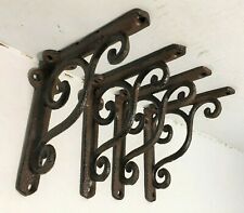 SET OF 4 SMALL RUSTIC  BROWN SCROLL BRACE BRACKET vintage looking patina finish for sale  Judsonia