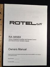 Rotel RA985BX Stereo Integrated Amp Original Owners Manual 7 Pages RA-985BX d'occasion  Expédié en France