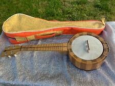 ukulele banjo ressonador banjolele de madeira vintage com estojo , usado comprar usado  Enviando para Brazil