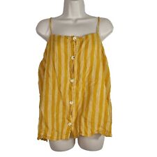 Old Navy Yellow Stripe Button Up Linen Cotton Tank Top Women Size L Sleeveless for sale  Shipping to South Africa