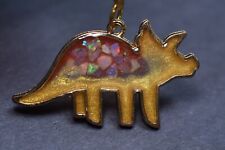 Chaveiro de dinossauro opala, amuleto de pedra preciosa bruta natural, glitter holográfico arco-íris comprar usado  Enviando para Brazil