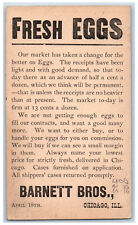 Tarjeta postal de Chicago Illinois IL Barnett Bros. huevos frescos 1891 antigua publicada segunda mano  Embacar hacia Argentina