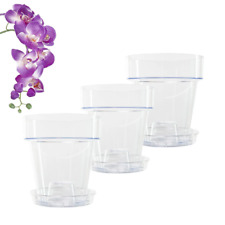 Usato, Kit 3 Vasi per Orchidee Kalapanta Trasparente in plastica forati e Sottovasi usato  Biella