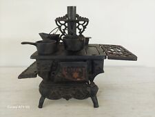MINIATURE CAST-IRON STOVE Crescent Salesmans Sample Vtg Toy With Accessories  for sale  Shipping to South Africa