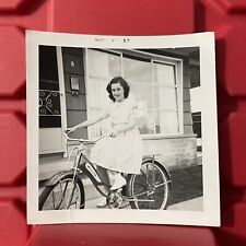 Young Girl On Schwinn Bicycle Photograph 3.5 x 3.5 Pre Owned Vintage 1957 for sale  Shipping to South Africa