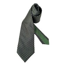 Gravata de seda ITALO FERRETTI verde geométrica luxo feita à mão na Itália com: 3,75" EX CD comprar usado  Enviando para Brazil
