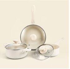 Pots and Pans Set Ultra Nonstick, 6 Piece Kitchen Healthy Ceramic Cream/6-Piece for sale  Shipping to South Africa