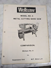 WELLSAW SALES BROCHURE COMPARISON MODEL #8 BAND SAW VS 9-A KALAMAZOO WELLS L-9 for sale  Shipping to South Africa