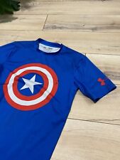 Camisa Under Armour Capitán América para Hombre M Azul Marvel Compresión HeatGear USADA segunda mano  Embacar hacia Mexico