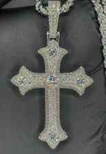 3Ct Round Cut Real Moissanite Cross Pendant 14K White Gold plated Free Chain for sale  Shipping to South Africa
