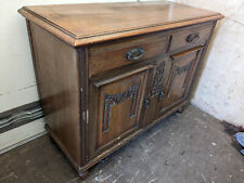 Used, Antique solid oak sideboard 2 cupboards 2 drawers on feet carving on front for sale  Shipping to South Africa