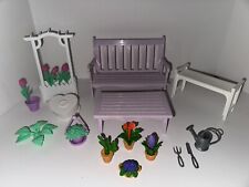 Vintage 1996 Barbie Flower Garden Playset 20 pc Lot Bench Table Tools Plants for sale  Shipping to South Africa