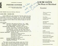 "Nobel Prize in Literature" Louise Glück Signed Announcement COA for sale  Shipping to South Africa