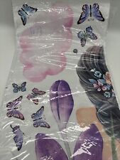 Calcomanía de pared de flores púrpuras decoración de habitación para niñas vinilo mariposa {FF} segunda mano  Embacar hacia Argentina