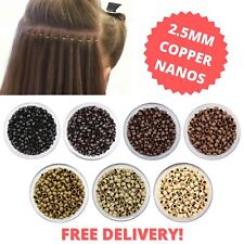 Microanéis nano contas 2,5 mm cobre para extensões de cabelo ponta nano 100-1000 contas, usado comprar usado  Enviando para Brazil