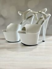 Sapatos de salto alto 7" plataforma vinil branco prazer dançarino stripper, usado comprar usado  Enviando para Brazil