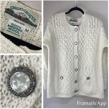 Aran Crafts Womens Merino Wool Ivory Cable Knit Sweater Buttons Size M Ireland tweedehands  verschepen naar Netherlands