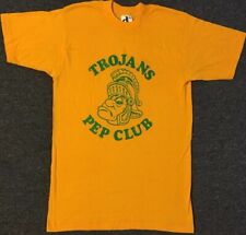 Vtg 80s Trojans Pep Club Faded Shirt S USA College School Track Grunge PE 90s for sale  Shipping to South Africa