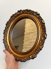 Espelho oval vintage ornamentado esculpido em madeira dourada 12”H comprar usado  Enviando para Brazil