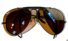 Usado, Óculos de sol aviador vintage B&L Ray Ban armação preta lentes marrons braços de arame comprar usado  Enviando para Brazil