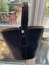 vintage leather bucket bag black for sale  LONDON