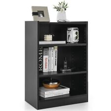 3-Tier Bookcase Open Display Rack Cabinet With Adjustable Shelves-Black CB10458D for sale  Shipping to South Africa