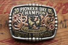 Gist Sterling Overlay Team Roping Champion Cowboy Western Trophy Belt Buckle for sale  USA
