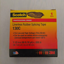 Scotch 3M Linerless Rubber Splicing Tape 130C 1 1/2 inx 30 Ft 10YDx .030in for sale  Shipping to South Africa