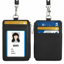 Used, Leather Wallet Work Office ID Card Credit Card Badge Holder Lanyard 3 Slots UK for sale  Shipping to South Africa
